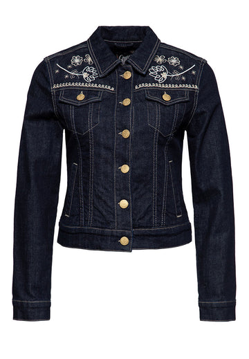 Damen Western Denim Jacket "Flowers"