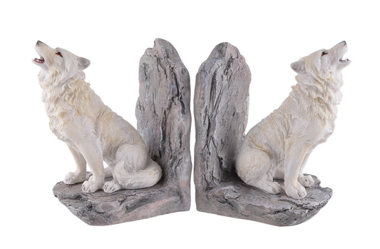 2er Set Buchstützen heulender Wolf