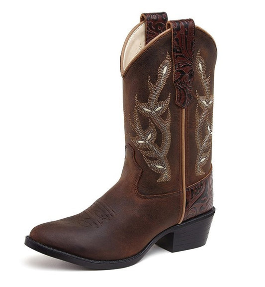 Brown Pull Up Foot & Shaft with Brown Hand Tooled Counter