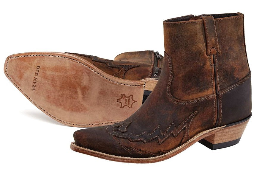 Old West Stiefel Brown Pull Up Me in Braun aus Leder