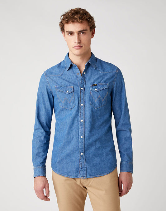LS WESTERN SHIRT MID STONE