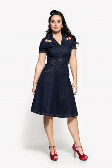 Denim Swing Kleid Blau