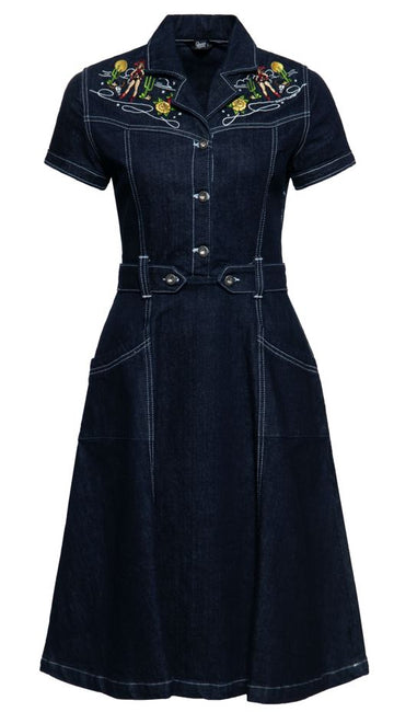 Western Denim Swing Kleid