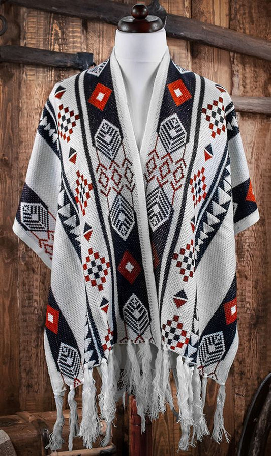 WESTERN PONCHO WHITE
