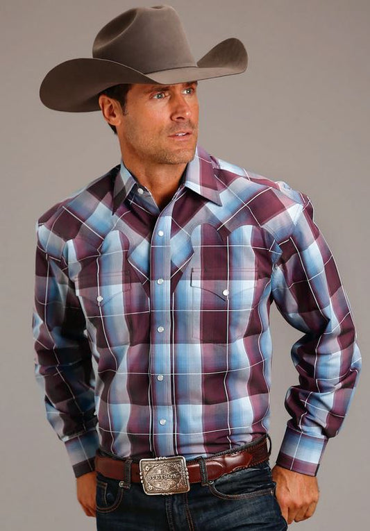 Stetson Mens Wine Buffalo Shirt