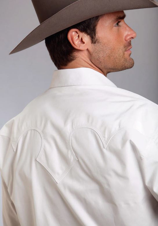 Stetson Mens Optic White Popline Shirt