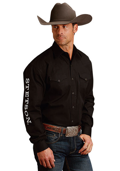Stetson Mens Logo Wear Black Shirt