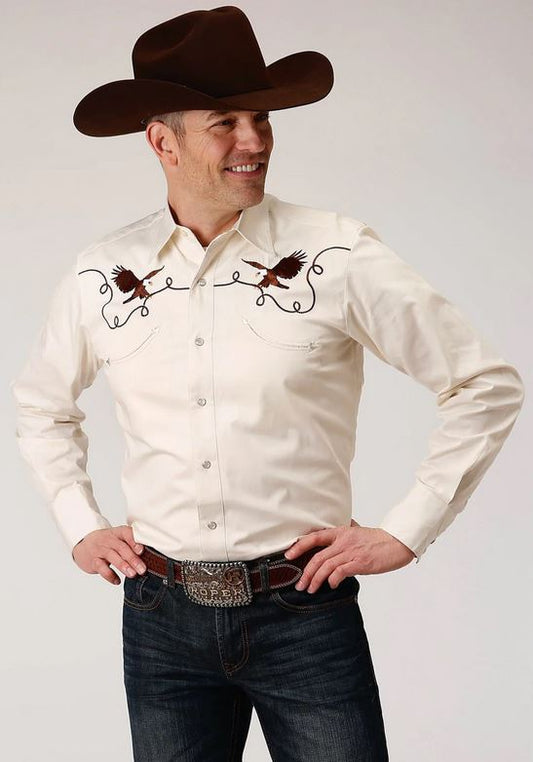 Roper Mens Retro White Shirt