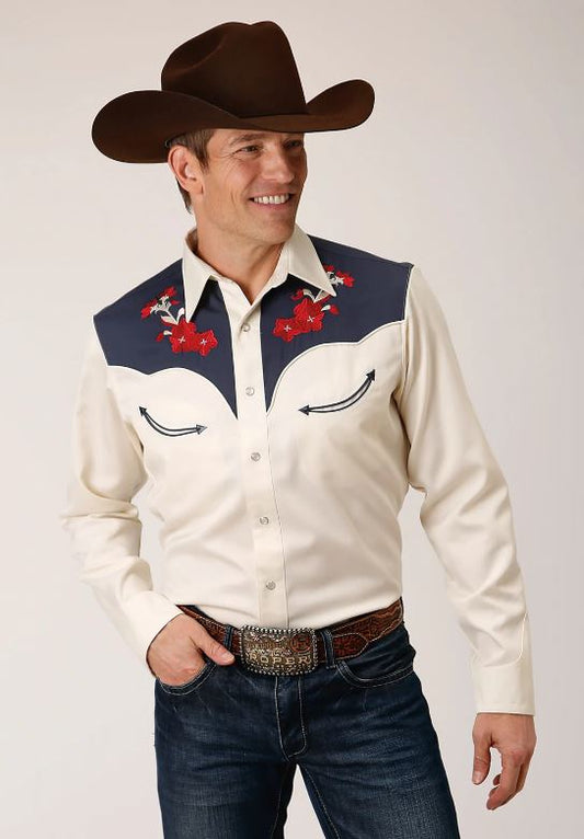Roper Mens Twill Blue Yokes Shirt