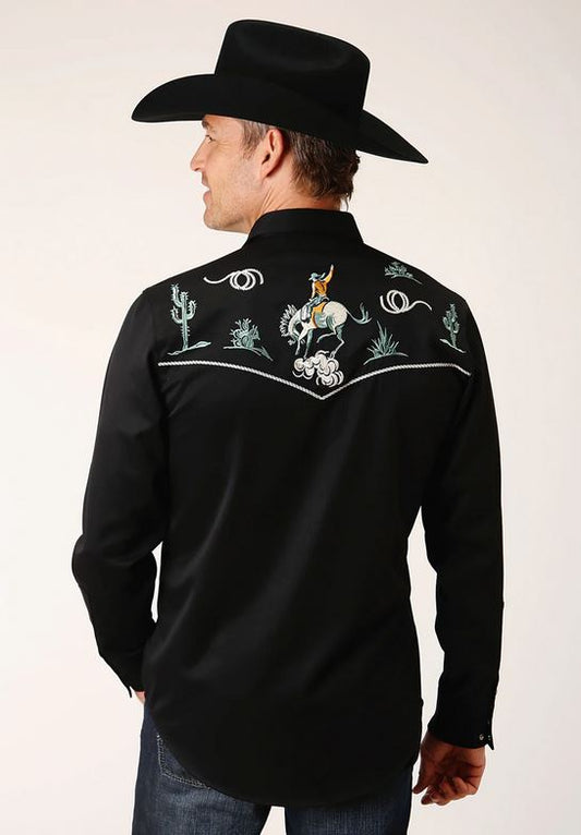 Roper Mens Bronc Rider Embroidery Shirt