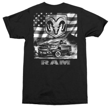 DODGE RAM T-SHIRT AMERICAN FLAG TRUCK