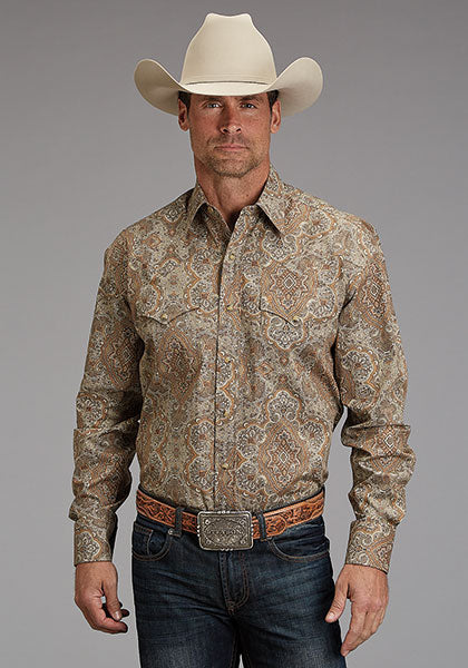 Stetson Men Shirt Paisley beige