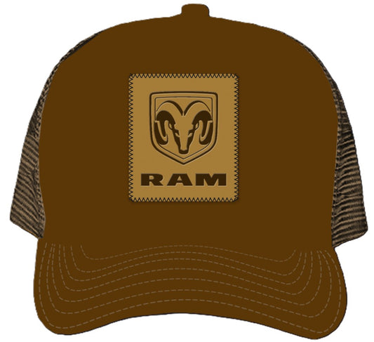 RAM BROWN LEATHER PATCH HAT